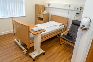 Private patient recovery room at Care Fertility Cheshire, Warrington — designed for comfort and privacy after fertility treatment.
